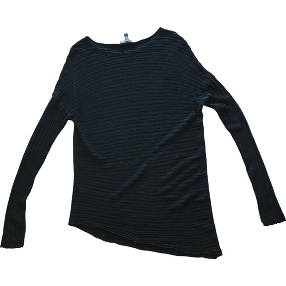 Eileen Fisher black long sleeve stripe textured long sleeve top / tunic - Picture 6 of 8